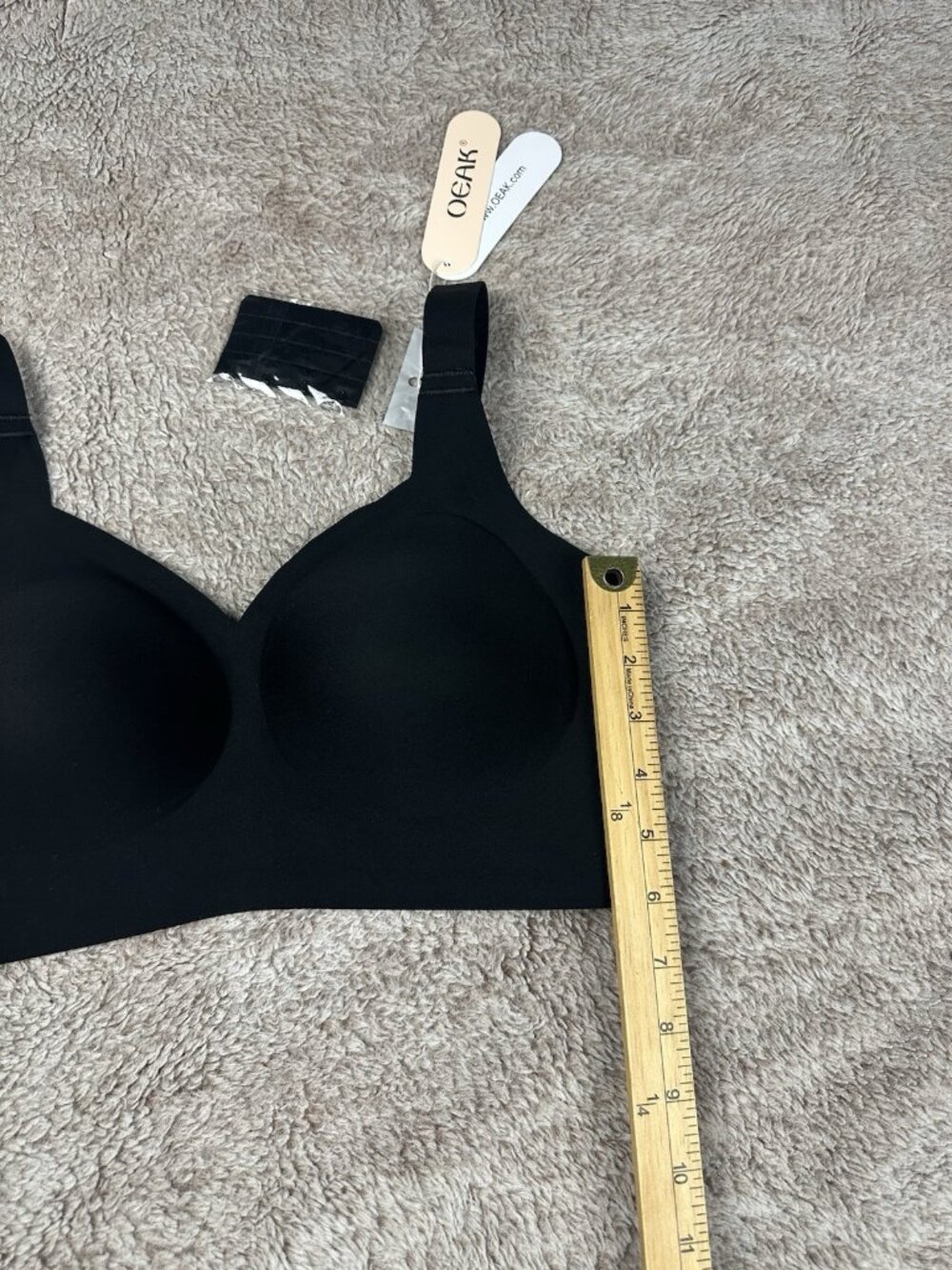 OEAK Womens Wireless Jelly Comfort Bra Black M Padded Seamless Adjustable Strap - Picture 5 of 10